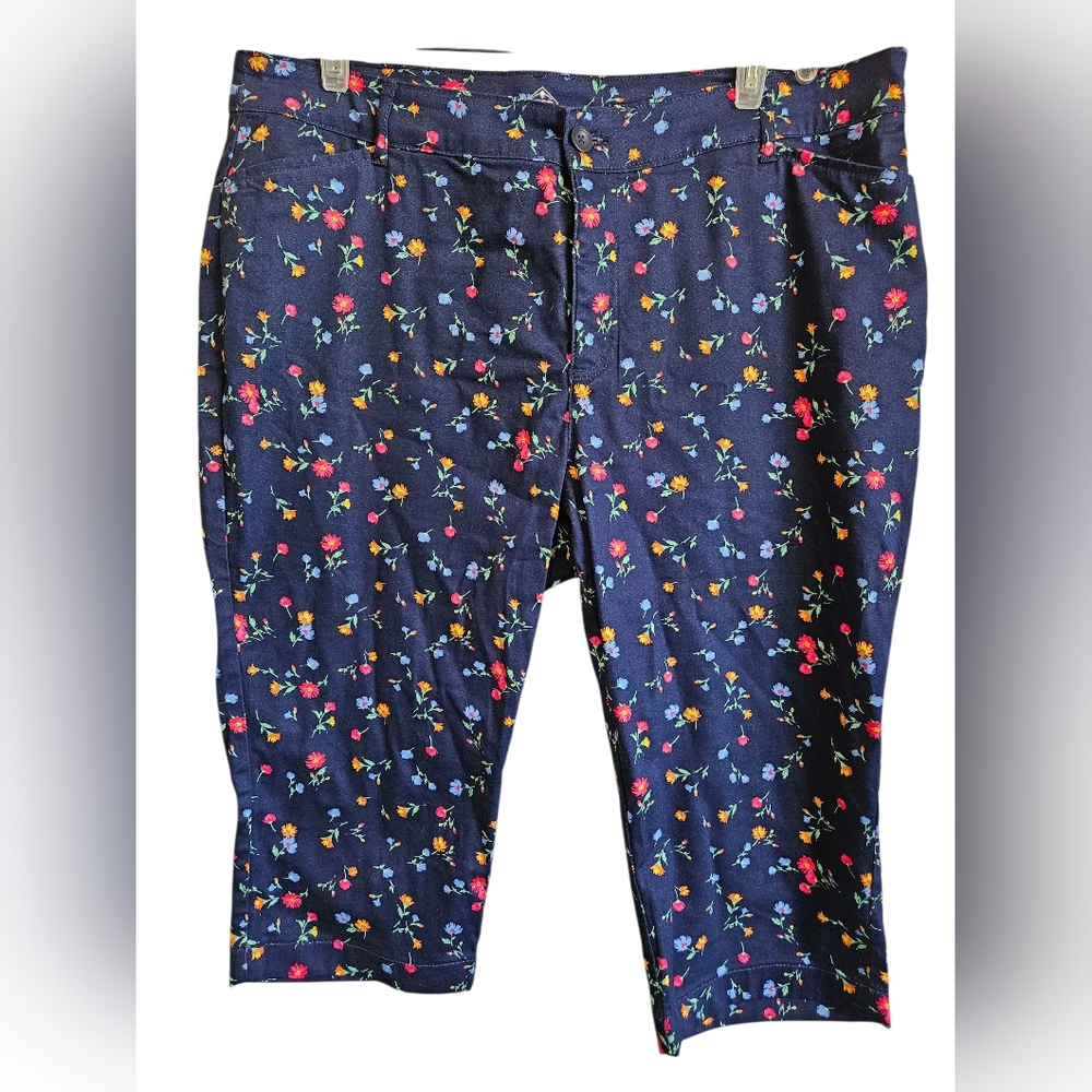 St. John Ba Floral Print Capri Pants Size 18W.